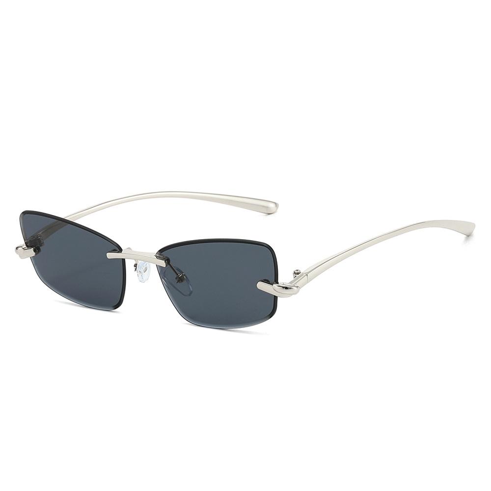 Rimless Cat Eye Sunglasses Women Fashion Trendy Eyewear