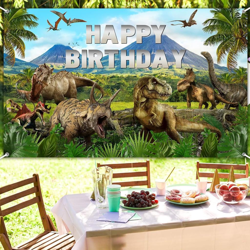 Avezano Dinosaur Happy Birthday Banner Dinosaur Happy Birthday Party Decorations Backdrop for Boy Jurassic Jungle Dino Theme Party Banner Photo Prop