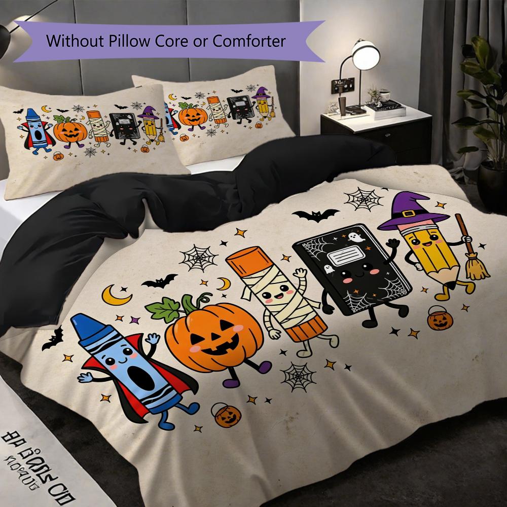 1PC Halloween theme pattern Bedding Quilt Set Quilt Cover Pillowcase Home Decoration Birthday Gift (1 * duvet cover + 2 * pillowcase, without core)