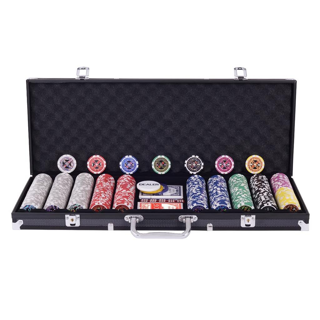 Coffret de jetons de poker BestBuy, 500 jetons numérotés, jetons de casino avec cartes à jouer et étui noir mat (500 pièces)
