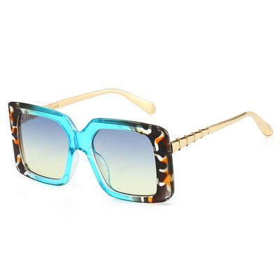New Fashion Two Color Gradient Square Women Sunglasses UV400 Metal Temple Design Trendy Men Sun Glasses Brand Personality