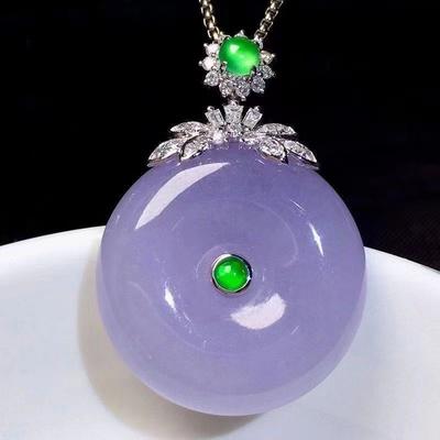 Natural Chalcedony Violet Necklace For Women Light Luxury Inlay Crystal Exquisite Fashion Round Pendant Wedding Jewelry