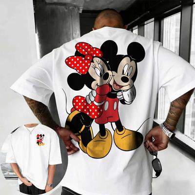 Summer 2026 Disney Cute Mickey Mouse Print Tshirt 100 Pure Cotton Shortsleeved Casual Loose Breathable Top Unisex