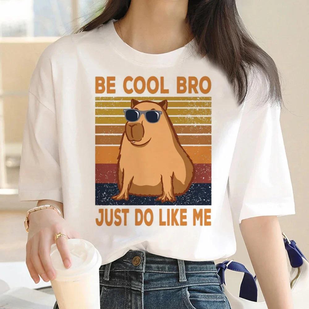 Cute Capybara Clothing T-Shirt Women Vintage Cartoon T Shirt Female Casual Anime Top Tees T Shirt Manga Women Graphic Tee Tops