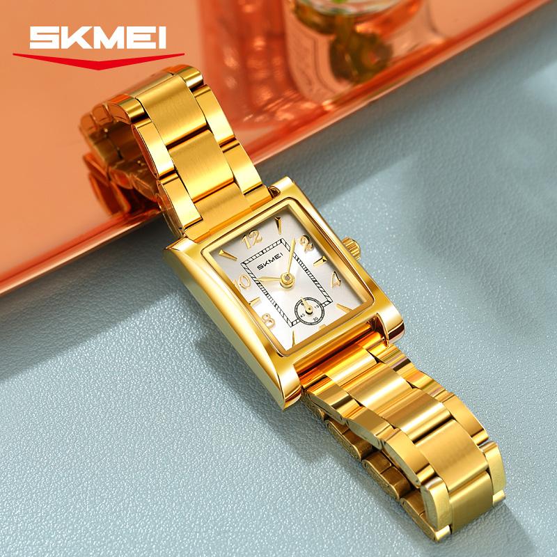 Skmei 2570 Elegant Fashion Women Quartz Watch Costume Stainless Steel Band Waterproof Rectangle in Stock Casual Watch Set