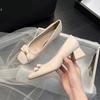 French evening breeze gentle single shoes new with skirt bow thick heel high heel bridesmaid shoes