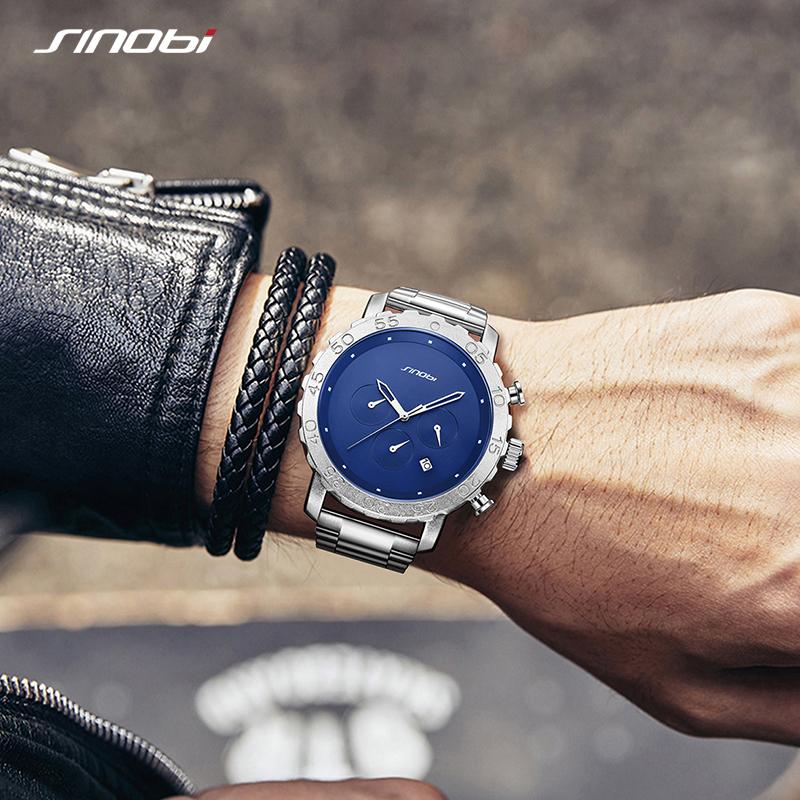 SINOBI New Arrival Men's Chronograph Watches Original Design Man's Quartz Wristwatches Geneva Sports Clock
