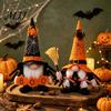Plush Faceless Dwarf Ornaments Halloween Gnome Decoration, Spooky Orange Black Spider Web Boo Swedish Tomte Party Table Centerpieces Elf Figurine,