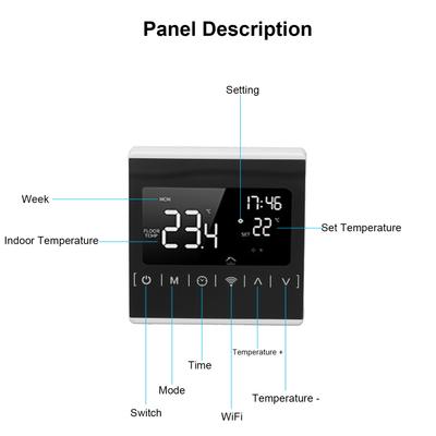 Έξυπνος Θερμοστάτης WiFi Οθόνη LCD Έλεγχος Εφαρμογής BT Ελεγκτής Θερμοκρασίας Ηλεκτρική Θέρμανση AC85‑250V