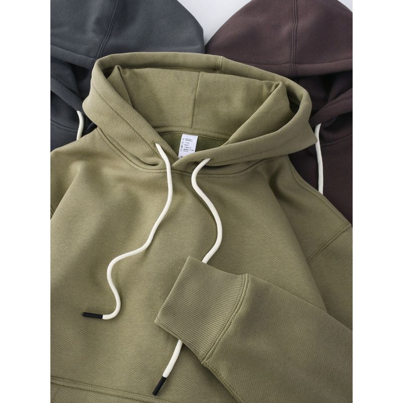 Retro Heavyweight Sweatshirt for Men, Autumn and Winter Style, Fleece-Lined, Thickened, Hooded Pullover, Export Quality, Warm Trendy Brand Jacket