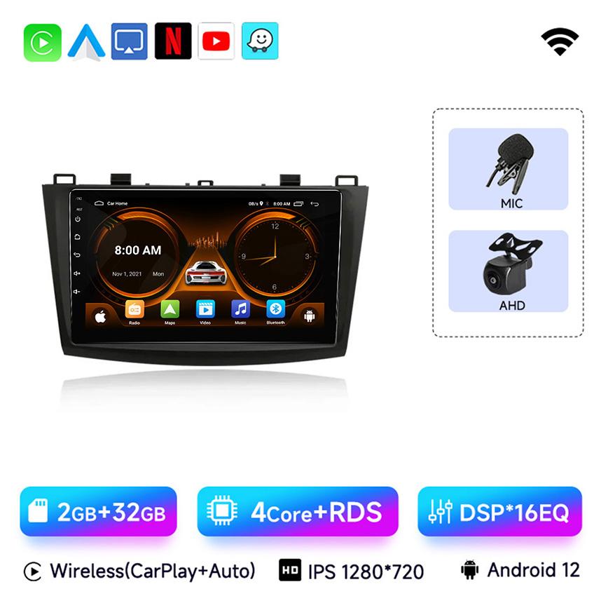 2 Din Car Radio for Mazda 3 2009 2010 2011 2012 2013 Android 13 Multimedia Player 4G GPS Navigation Carplay DVD Head Unit
