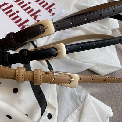 Women'S Belt Minimalist Trendy Thin Belt High End Casual Versatile Needle Button Belt Skirts Jeans Lady Belts