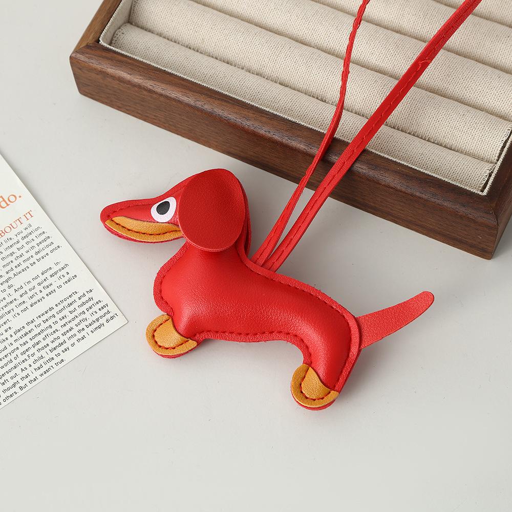 Dachshund Leather Pendant Korean Version DIY Cute Ins Puppy Bag Pendant Lanyard Couple Car Pendant Spot