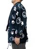 Wankodo Men's Warm Hanten Jacket, Large Size, Boa Fabric, Arabesque Print, Shiba Inu, Kyoto-Originated Mascot, Wankodo Chanchanko, Size LL, Navy
