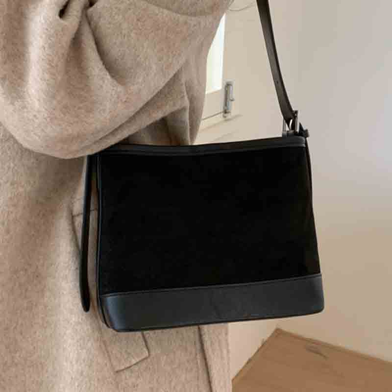 Leopard Print Bag Women's 2025 New Autumn and Winter Niche Light Luxury High-end Shoulder Bag Suede Messenger Bucket Bag