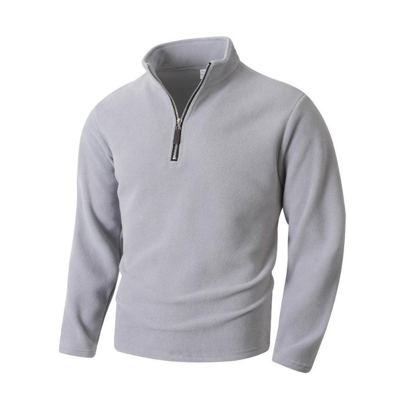 Men's Shake Velvet Sweatshirt Standing Collar Semi-Zipper Solid Colour Moisture Wicking Comfortable Skin-friendly Tops Long Sleeve Blouse Jacket