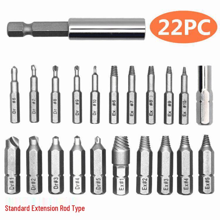 22-Piece High-Speed Steel Wire & Screw Extractor Set