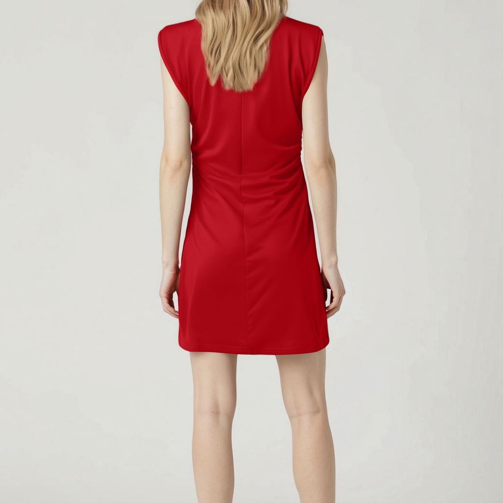 Women's Fashion Casual Color Half High Neck Sleeveless Hip Slim Dress