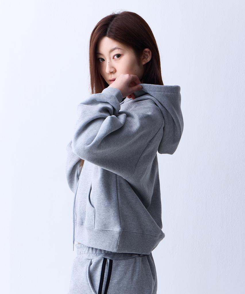 CRUSHST Slimline Crop Sweat Raglan Hoodie Gray