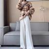 Pit strip knitted wide-leg pants women's autumn and winter new thin casual straight-leg pants drape long pants