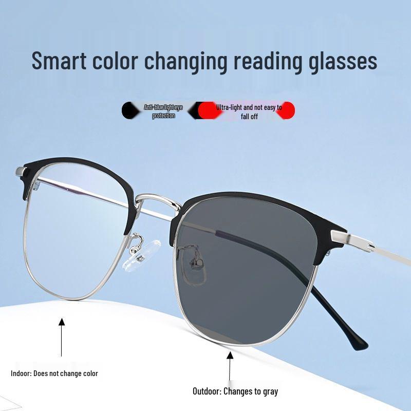 Unisex Smart Photochromic Presbyopic Glasses: Fashionable, HD, Anti-Blue Light, Ultrathin Design