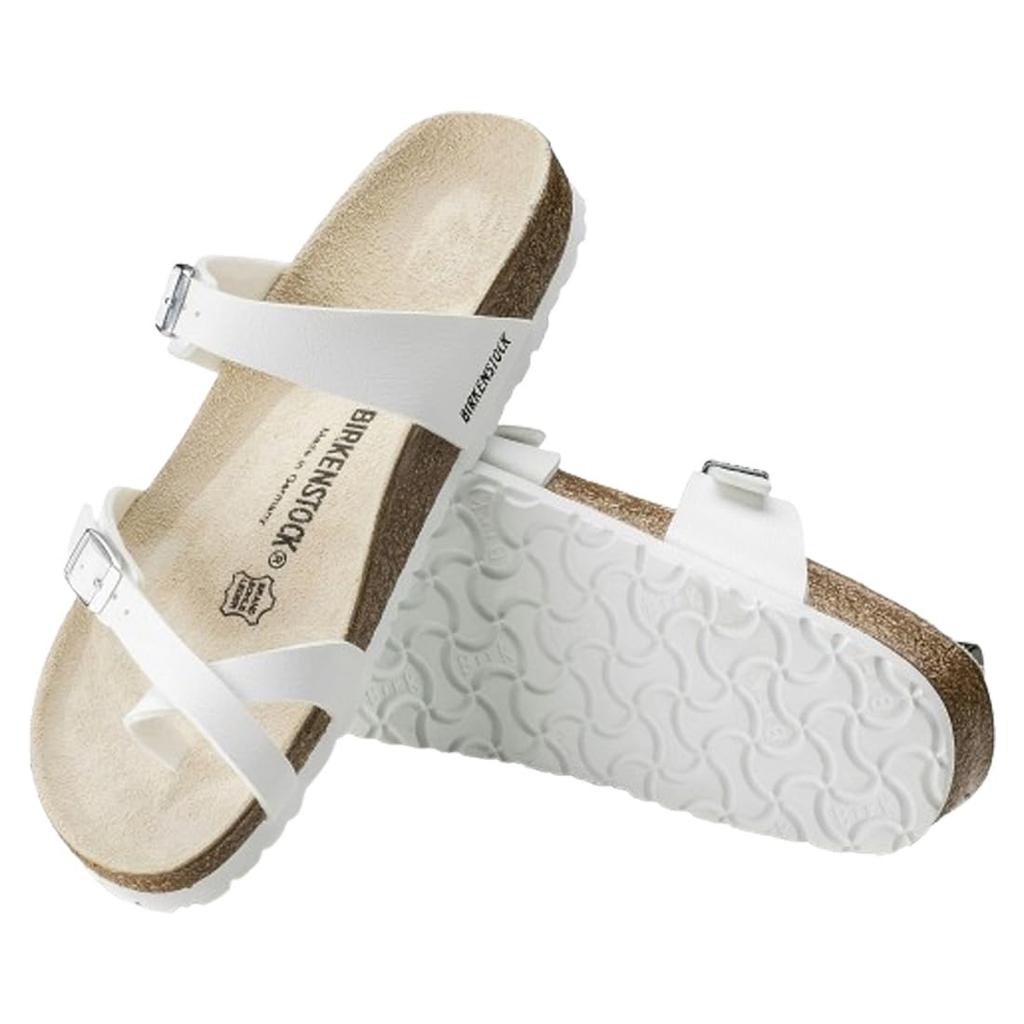 Birkenstock Mayari Thong Strap Loop Birkenstock Mayari Regular EU38 Sandal, Birko-Flor Regular, White, Unisex, 71051, White, (24.5cm)