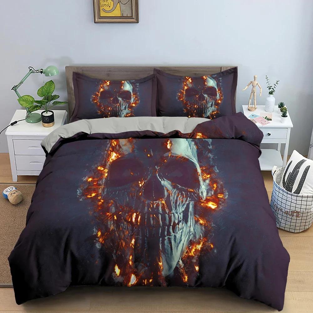 Skull Pattern Bedding Set For Bedroom Soft Cozy Duvet Cover Set Luxury Single Twin King Size Quilt Covers Home Textile 2/3 PCS