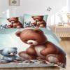 Conjunto de Roupa de Cama de Ursinho de Pelúcia de Anime 3 Peças - Inclui Uma Capa de Edredom e Duas Fronhas (Sem núcleo) - Perfeito para Decoração de Quarto e Quarto de Hóspedes,
