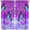 Dream Butterfly Curtain Purple Theme Window Curtain Spring Purple Half Curtain, Girls Room Personality Decorated Beautiful Purple Butterfly Curtain,