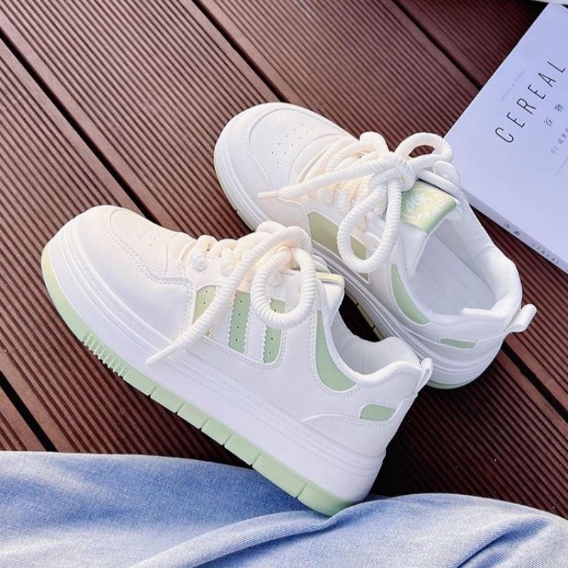 Women's Thick Soled Sneakers Fashion Flat Shoes Lace Thin Soled Small White Shoes Zapatillas De Deporte Zapatillas Mujer