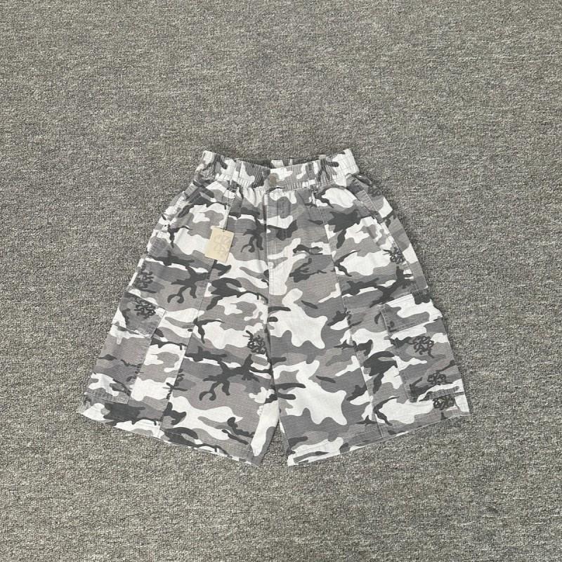 Mens Womens Camo Cargo Shorts Loose Fit Streetwear 5-Pocket Utility Short Pants Casual Wear