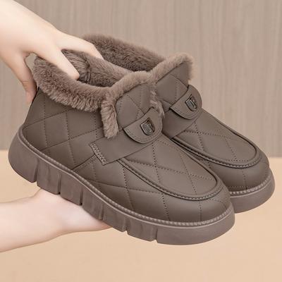 Snow Boots with Fleece and Thick Soles, Short-leg Cotton Shoes On One Foot, Warm Women's Shoes