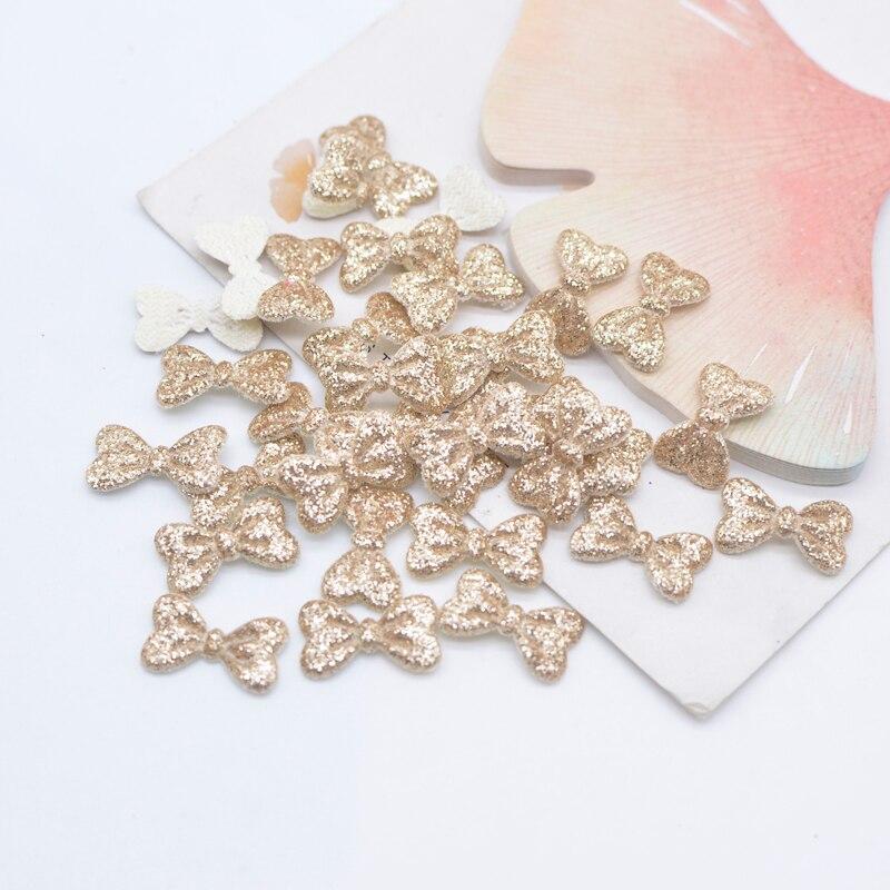 Wholesale 1000Pcs 15*9mm Glitter Leather Padded Bow Tie Appliques for DIY Crafts Hat Patches Headwear Hairpin Decor Accessories