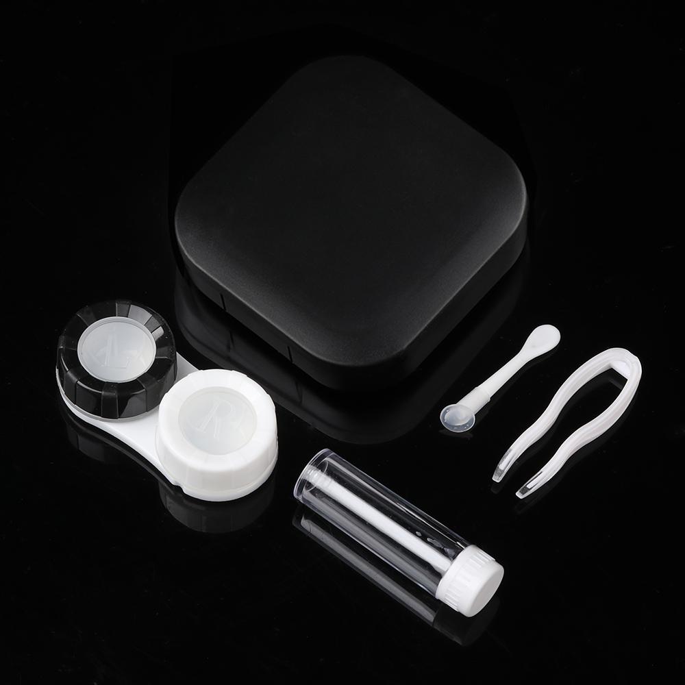 Portable Square Solid Color Container Holder Mirror Cover Contact Lens Case Storage Soaking Box