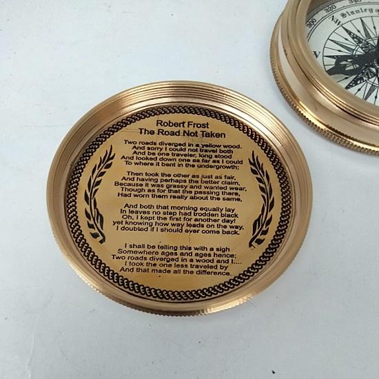 Nautical Brass Compass Handmade Marine Poem Compass Maritime Brass Compass