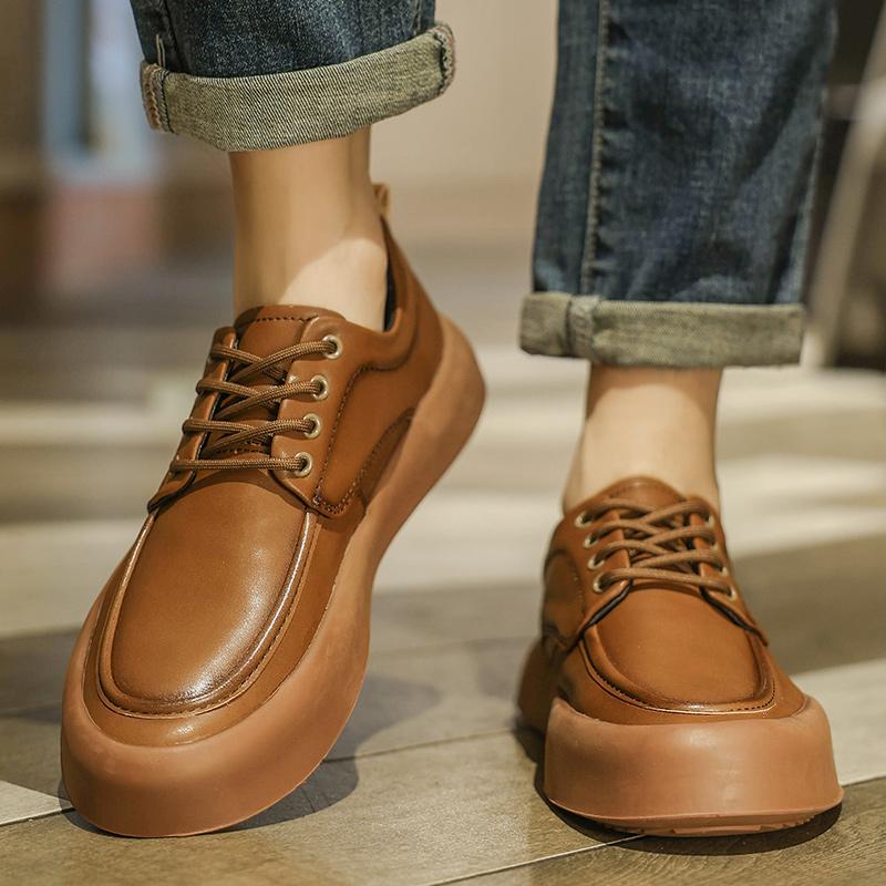 Fashion Men Lace-Up Sneakers Comfortable Vulcanize Shoe Outdoor Men Casual Skate Footwear Brand Male Flats Genuine Leather Fashion Shoes