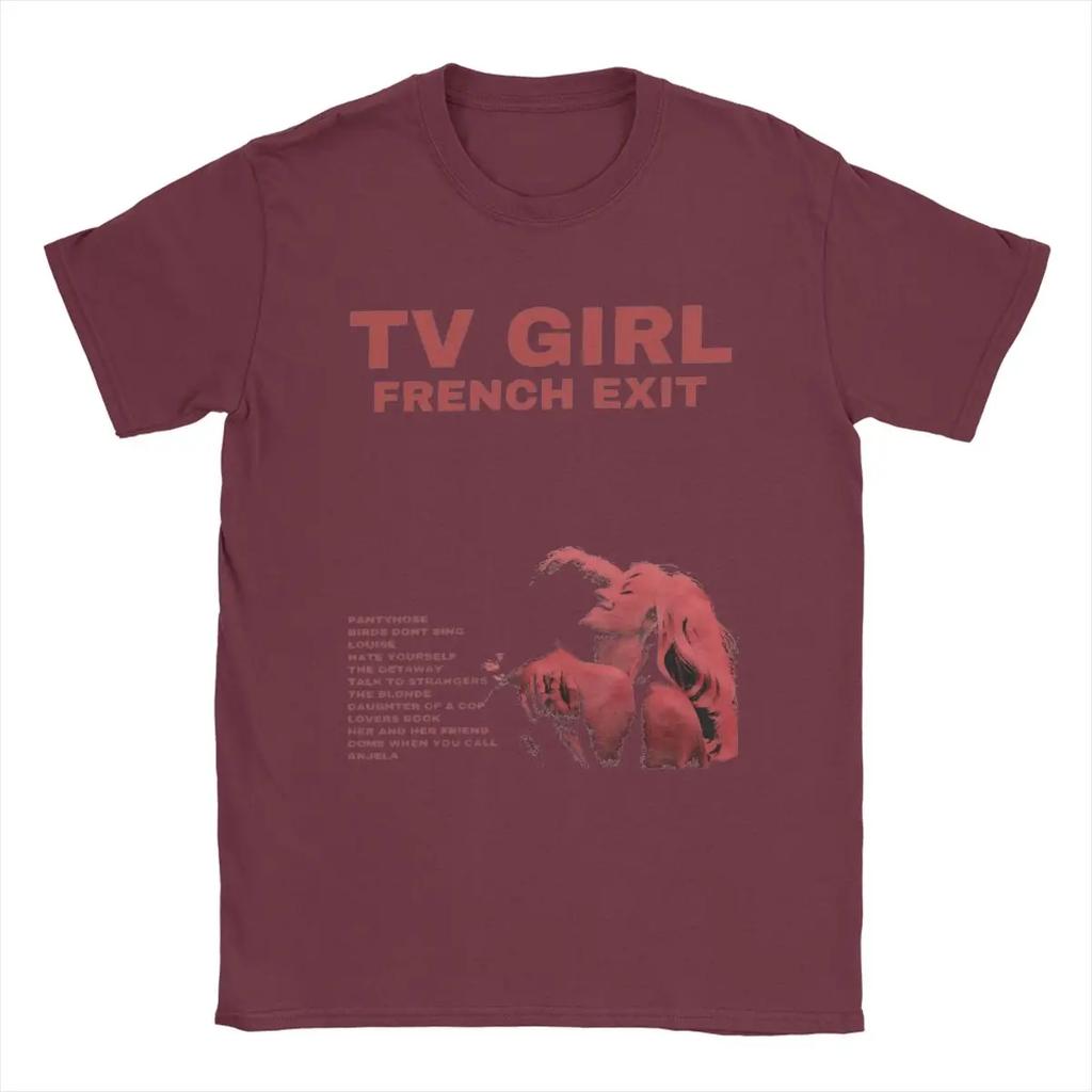 Vintage TV Girl French Exit Music T-Shirts for Men Crew Neck 100% Cotton T Shirt Short Sleeve Tees New Arrival Clothes