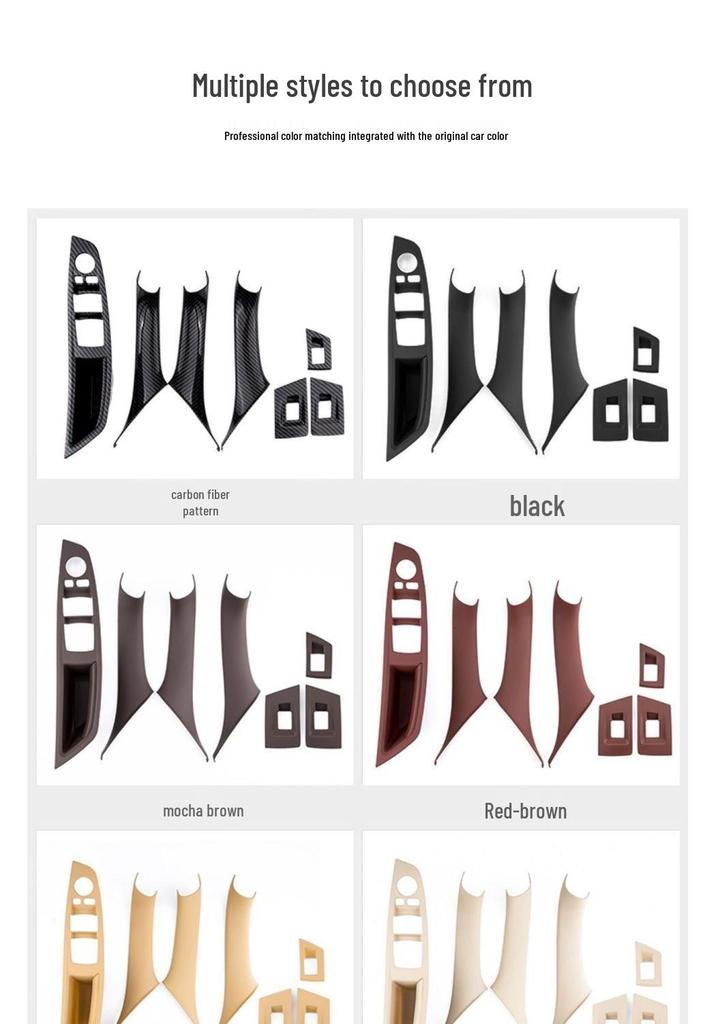BMW 5 Series Interior Door Pull Handle Protective Cover Trim Sticker for 520/525/528/530 Models.