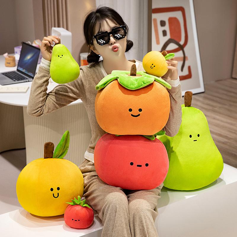 Cartoon Fruit Party Doll Apple Pear Orange Persimmon Doll Cute Home Doll Ornament Plush Pillow