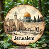 Vintage Jerusalem Felsendom Westmauer Runde Metallblechschild Heiliges Land Reise Thema Wanddekor für Zuhause Arbeitszimmer Rel