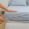 Solid Color Plaid Washed Cotton Fitted Sheet Bed Mattress Cover Soft Breathable Bedclothes Bed Cover No Pillowcase