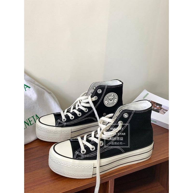 Thick-soled heightening canvas shoes female student muffin shoes 609
