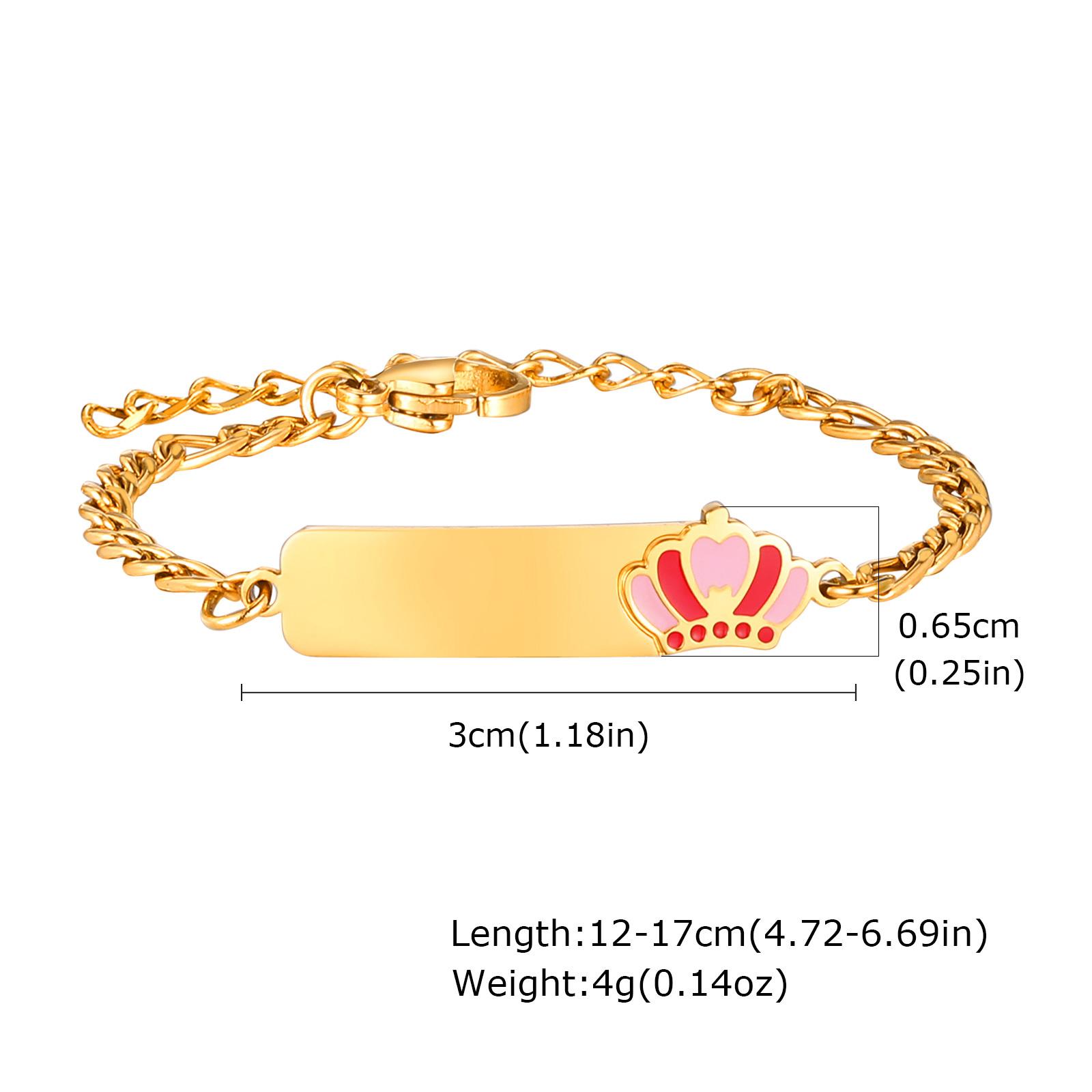 

Personalized Name ID Bracelet for Little Girl, Charms Heart Crown Stainless Steel Not Fade, to Daughter Son Birthday Gift