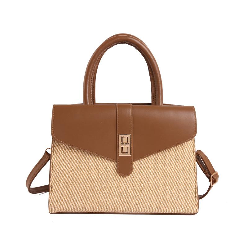 Summer Trendy Casual High-End Texture Contrast Splicing Small Square Bag Fashion Trendy Hand-to-Shoulder Crossbody Bag