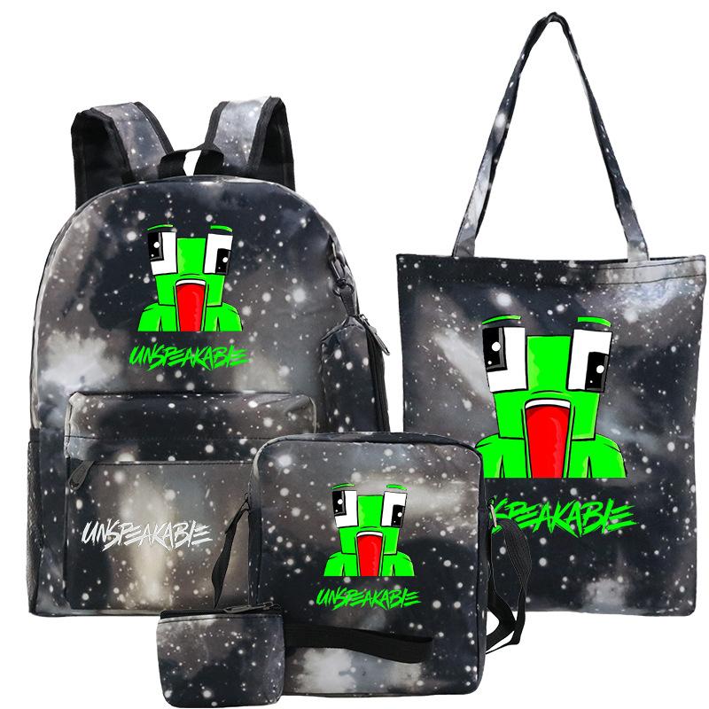 Casual Backpack Five-piece Backpack + Tote Bag + Shoulder Bag + Pencil Bag + Small Money Bag 3