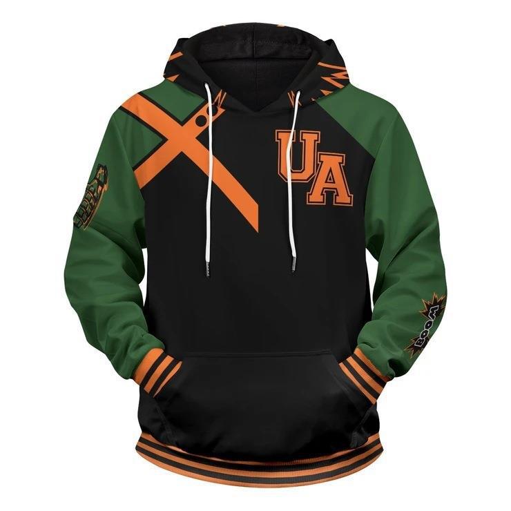 Felpa con cappuccio My Hero Academia Anime Midoriya Izuku stampata da uomo e da donna, a maniche lunghe, casual, ampia, stile Harajuku Streetwear