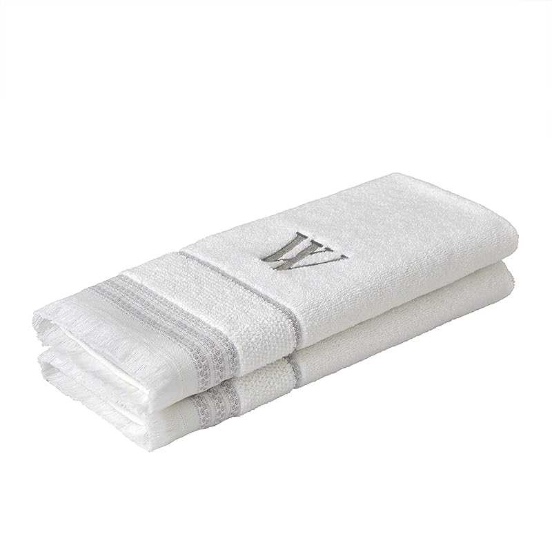 SKL Home Casual Monogram Hand Towel Set, W, 16x26, White 2 Count 16x26 белый