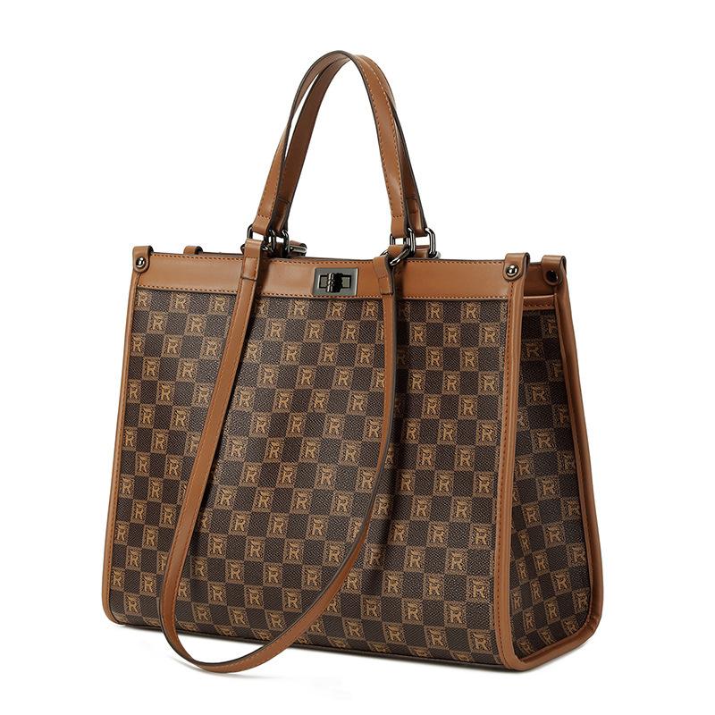 Large Capacity Tote Bag Checkerboard Grid New Women's Bag High Quality Texture One-shoulder Cross Span Bag Large Bag Handbag
