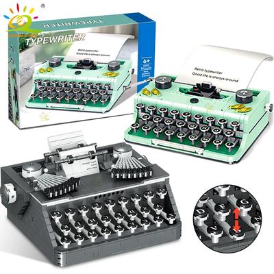 Simulation Retro Typewriter Micro Building Blocks Mini MOC Bricks Model Constrution Children Toys for Kids Aldult