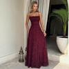 Women's Jacquard Sexy Slim Sling Dress Halter Strap Design Long Dress